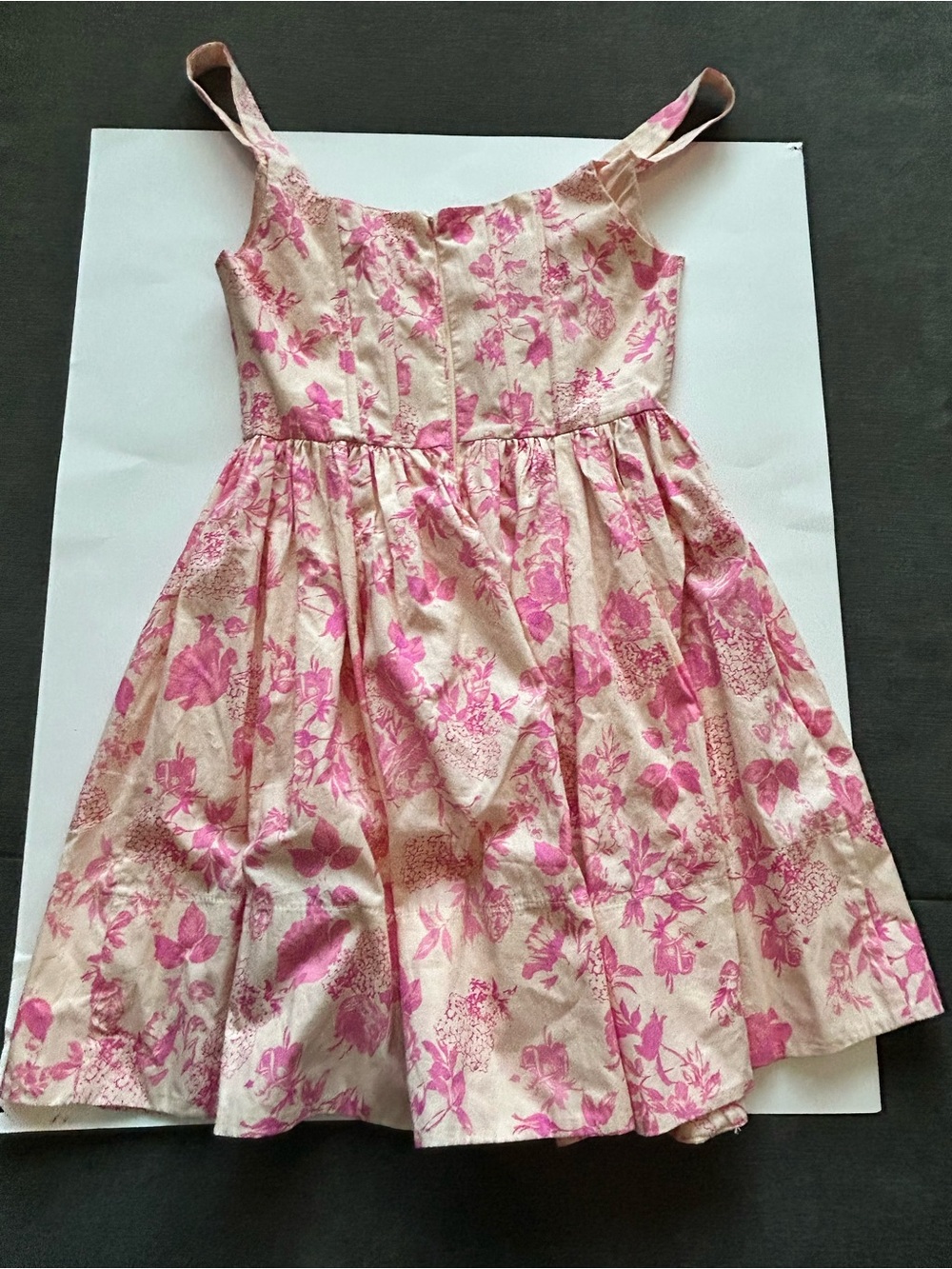 Olivaceous Cream Dress with Pink Floral Print - Picture 2 of 5